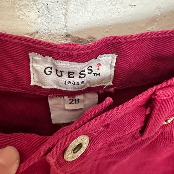 Vintage GUESS Maroon Pink Denim Jeans Size 28 - Picture 3 of 7